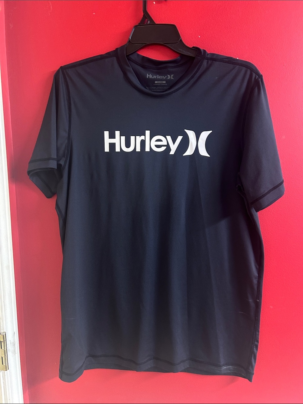 Hurley Men's Navy Short Sleeve Logo Tee swim shirt XL
